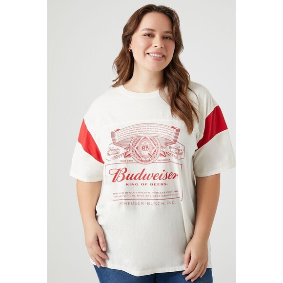 Budweiser Graphic Tee Women’s 2X Red Ivory Lightweight Officially Licensed - Picture 4 of 8